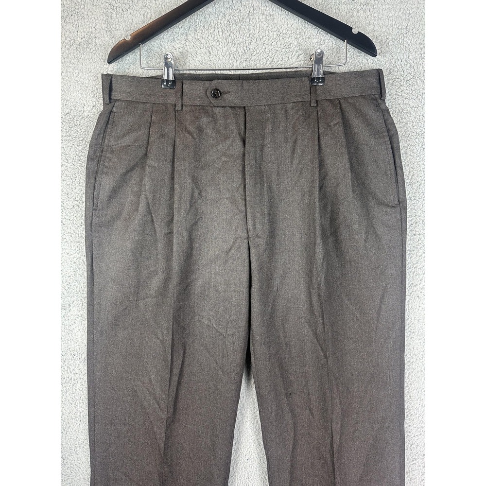 Jos A Bank Dress Pants Mens 35 Wool Cashmere Wool Gray Pleated Cuffed Classic